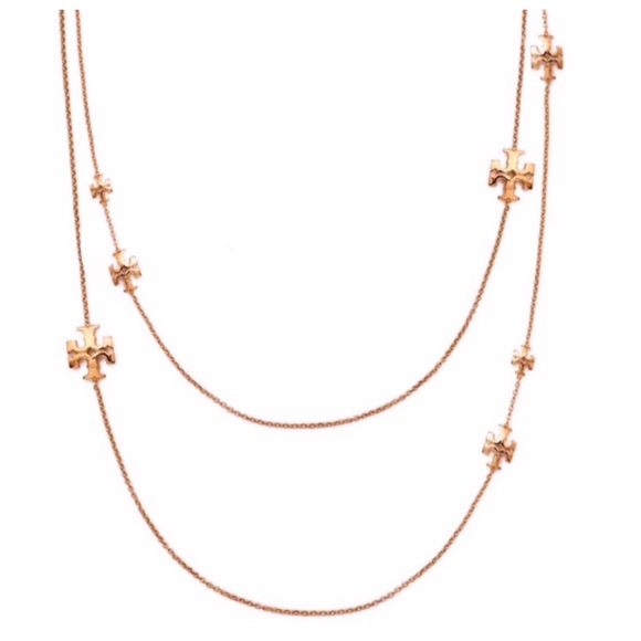 Tory burch logo charm rosary necklace Clearance